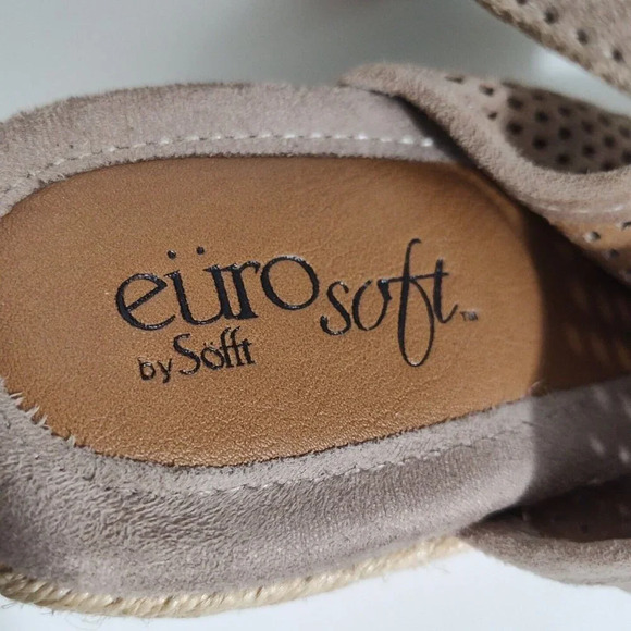 Euro Soft by Sofft Brown Wedge Espadrille Heels Sandals Women Size 8.5M Open Toe - Picture 6 of 7